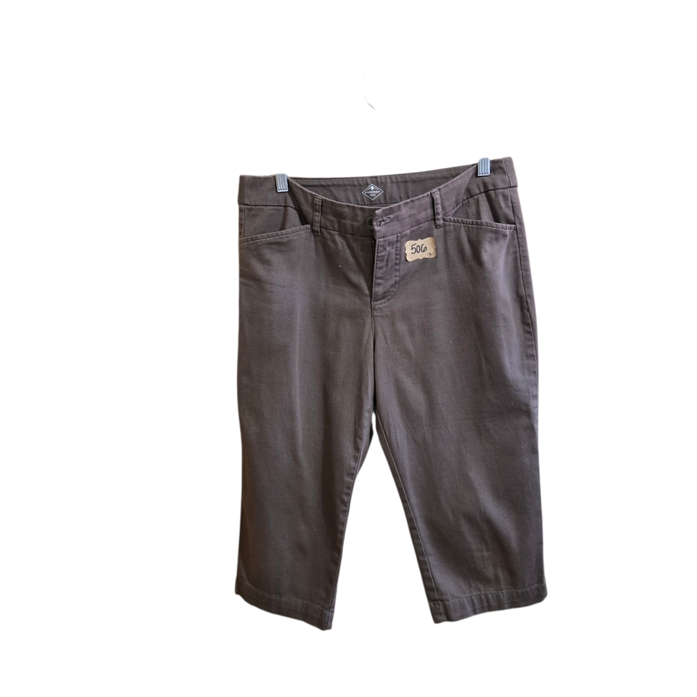 St John Bay Petite Capris Size 10P Brown Mid Rise Cotton Blend Preppy Spring
